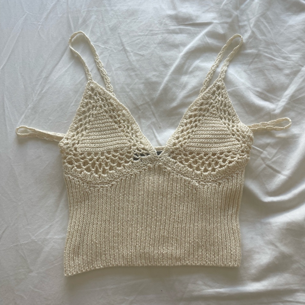 WhiteFox crochet crop top with cute off the shoulder piece size S/M